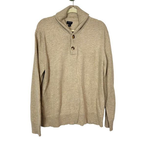 J. Crew Other - J.Crew Men's Tan Brown Long Sleeve Soft Lambswool Blend Shawl Collar Sweater XL